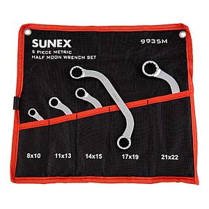 Prime, $17.04, SUNEX TOOLS 9935M Metric Half Moon Wrench Set, 5-Piece