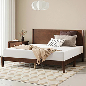 Union Rustic Bilal Mid Century Solid Wood Platform Bed Frame & Headboard: Queen/Black Walnut $235, King/Natural $258 + Free S&H $234.99
