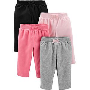 Simple Joys by Carter's Baby Girl's 4-Pack Fleece Pants Pants, Pink/Black/Heather Grey, 24M $12.44