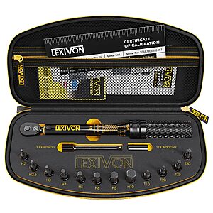 LEXIVON Bike Torque Wrench 1/4-Inch Dr. 15-Piece Kit | 72-Tooth Gear, Dual-Direction Click Type 2~26 Nm / 17.7~230.1 in-lb (LX-191) $47.97