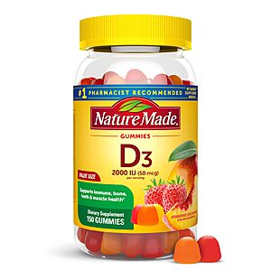 [S&S, AC] $4.23: Nature Made Vitamin D3 Gummies, 2000 IU (50 mcg), 150 Count