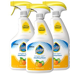 Prime, $10.44, 3 pack, Pledge pH Balanced Multi Surface Cleaner Spray, Fresh Citrus, 25 oz