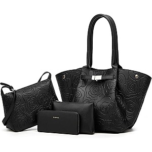 Prime Members: 4-Piece YTL Women's Floral Leather Vegan Handbag Set (Various Colors) from $14.52 + Free Shipping