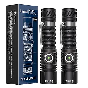[Prime] 2-Count Banral K518 USB-C Rechargeable Mini LED Flashlights w/ 4 Modes & 500m Beam Range $9.22 ($4.61 each) + Free Shipping