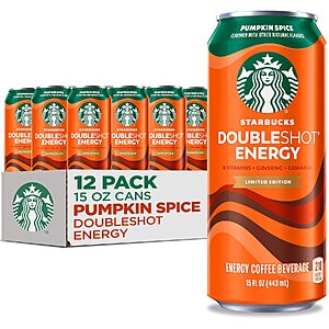 12-Pack 15-Oz Starbucks Doubleshot Energy Drink (Pumpkin Spice) $24.48 & More + Free Shipping w/ Prime or on $35+