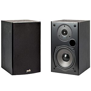 Polk Audio T15 100 Watt Home Theater Bookshelf Speakers, Black, 1 Pair $106.4