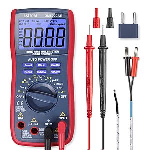 AstroAI Digital Multimeter, True RMS 6000 Counts Auto-Ranging Volt Meter, AC/DC Voltage Current Resistance Continuity Capacitance Temperature Tester $29.99