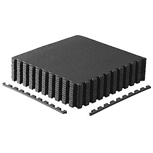 [Prime Day]CAP Barbell 1/2-Inch Interlocking EVA Foam Exercise Puzzle Mat Home Gym Flooring - 2 Pack | 24" x 24" x 1/2" | T Pattern - Black $18.13