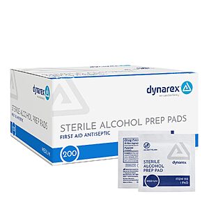 200-Count Dynarex Medium Alcohol Prep Pads w/ 70% Isopropyl Alcohol $2.45 + Free Shipping w/ Prime or on $35+