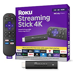Roku Streaming Stick 4K with Voice Remote - HDR10+ & Dolby Vision $44.99