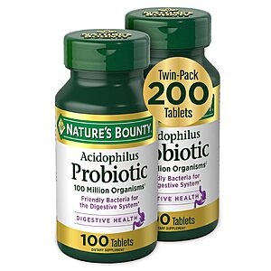 [S&S] $7.49: Nature's Bounty Acidophilus Probiotic Supplement, 100 Count (Pack of 2)