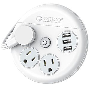 [Prime] 4' Orico 6-in-1 Travel Power Strip w/ 3 Outlets & 3 USB Ports $8.42 + Free Shipping