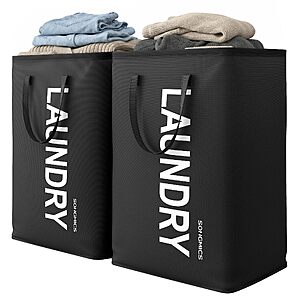 SONGMICS Laundry Hamper, 80L Foldable Basket, 2 Pack, Water-Repellent $9.99