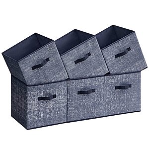 $20.89: SONGMICS Storage Cubes, 13-Inch Non-Woven Fabric Bins, Set of 6, Misty Blue (UROB033I01)