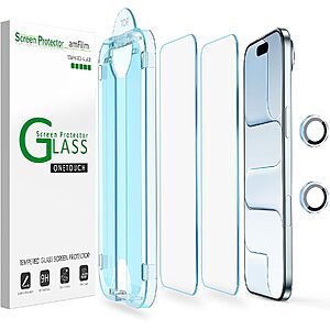 Prime Members: 2-Pack amFilm OneTouch iPhone 18/17/16/15/14/13 Tempered Glass Screen Protectors from $5 + Free Shipping