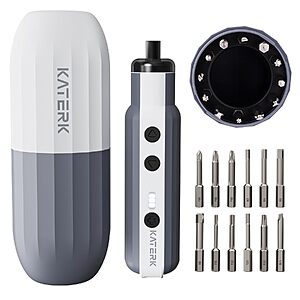 Katerk 1500mAh Cordless Electric Screwdriver w/ 12-Piece S2 Steel Bit Set $13.99 + Free Shipping w/ Prime or on $35+