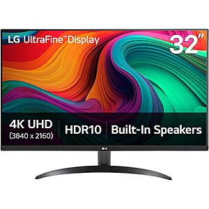 [Prime]$208.99: LG 32UR500K-B Ultrafine 32-inch 4K UHD (3840x2160) Computer Monitor HDR10, Built-in Speaker, HDMI x 2, DisplayPort at Amazon