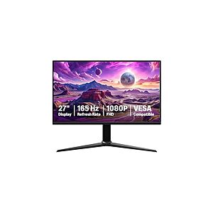 $71.20 ac WOOT Amazon Basics 27" Gaming Monitor, FHD 1080P, 165Hz, VESA Compatible, Adaptive sync, 1ms Response, Black