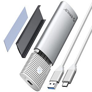 ORICO M.2 NVMe SATA SSD Enclosure Tool-Free, USB C 3.2 Gen 2 10Gbps NVMe, 5Gbps NGFF SATA PCIe M-Key(B+M Key) 2230/2242/2260/2280, Aluminum Prime Shipping 10.87 silver $10.87