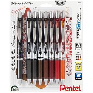 [Prime, SnS] $9.21 | 8-Pack Pentel EnerGel RTX Retractable Liquid Gel Pen, Change Expressions Pack, 0.7mm, Metal Tip, Medium Line, Assorted Ink at Amazon