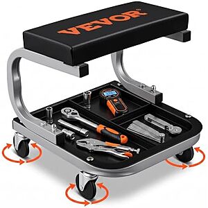 [AC] $18.39* | Vevor Rolling Padded Creeper Garage Stool w/ Tool Storage Tray (Black) at Amazon