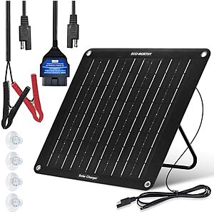 [Prime] $23.74* | ECO-WORTHY 10W Solar Car Battery Charger Maintainer w/ OBD-II Cable at Amazon
