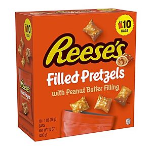 [SnS, AC] $9.14 | 2 × 10-Pack 1-Oz Reese's Filled Pretzels, Peanut Butter Pretzel Nuggets ($4.57 each) at Amazon
