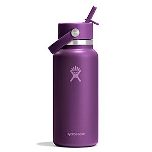 32-Oz Hydro Flask Wide Mouth Insulated Water Bottle w/ Flex Straw Lid (2 Colors) $21.37 + Free Shipping w/ Prime or on $35+