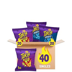 40-Count Takis 2-Flavor Rolled Tortilla Chips Variety Pack (Fuego & Blue Heat) $14.52 w/ S&S + Free Shipping w/ Prime or on $35+