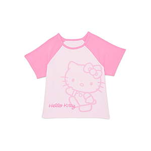 Walmart: Sanrio Hello Kitty Clearance: Girls Raglan Graphic Tee with Short Sleeves $3.87+ and more
