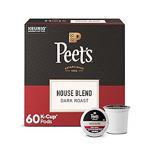 [Prime, SnS] $27.04 | 60-Count Peet's Coffee Dark Roast K-Cup Pods for Keurig Brewers (House Blend) at Amazon (45.1￠ each)