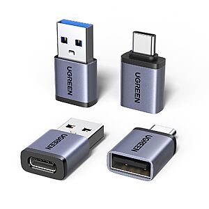 UGREEN USB to USB C Adapter Combo 4-Pack, 10Gbps USB C Converter Space Gray