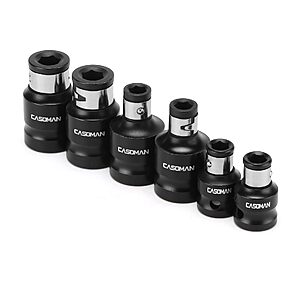 CASOMAN Bit Socket Adapter Set -1/4" *3/8" Dr. 1/4"*1/2" Dr., 5/16" *1/2" Dr.,1/4-Inch holder & 5/16" 1/4-Inch Dr.Hex Power Bit Holder Set 6 Piece Impact Coupler Set