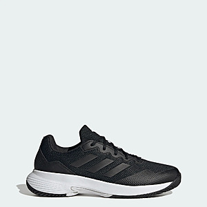 adidas men Gamecourt 2.0 Tennis Shoes (Core Black / Core Black / Grey Four) $28