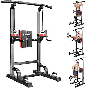 Prime Members: 450-Lb Capacity Pooboo Power Tower Pull-Up Bar Dip Station (Black) $149.99 + Free Shipping