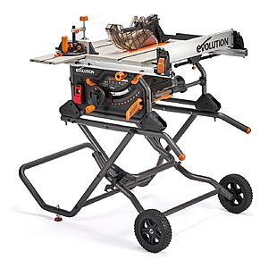 Evolution R10TBLX 10" Jobsite Table Saw with Wheeled Stand $475