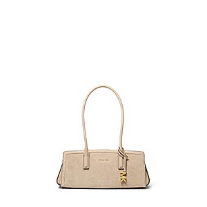 Michael Kors Women's Laila Small Shoulder Tote Bag, Gold-Tone Hardware/Suede Leather/Khaki $99.5