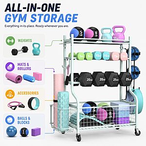 PLKOW Dumbbell Rack, Weight Rack for Home Gym Storage with Wheels and Hooks $65.99