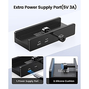 ORICO USB Hub 3.0, 5 Ports Clamp USB Hub with Extra Power Port $13.98