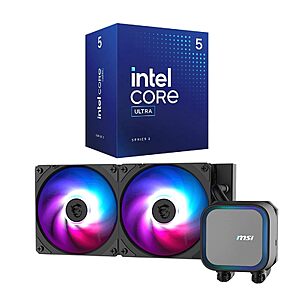 Intel Core Ultra 5 225F 10cores up to 4.9GHz boxed Desktop Processor+MSI MSI MAG CORELIQUID A13 240 CPU Liquid Cooler $149.99