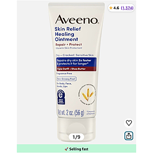 Aveeno Skin Relief Healing Ointment, Fragrance-Free, 2.0 oz