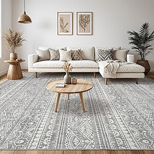 [Prime] Tortania 5' x 8' Washable Boho Moroccan Area Rug (Neutral Grey) $28.98 + Free Shipping