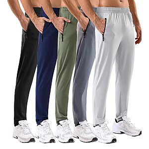 MSGD 5 Pack Men's Sweatpants with Zipper Pockets Stretch Lightweight Athletic Track Activewear Pants for Men Joggers Running Workout Gym,XXL $21.49