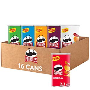 [S&S]Pringles Potato Crisps Chips, Lunch Snacks, Variety Pack (16 Cans) $16.38