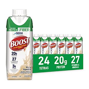 $26.98: BOOST High Protein with Fiber Nutritional Shake, Vanilla, 24 pk