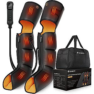 QUINEAR 3-in-1 Leg Compression Massager for Pain Relief w/ 4-ZONE Chambers, 3 heat levels, 3 modes and 3 intensities, zipper sleeve $65