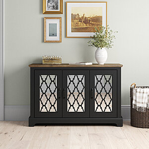 45.7" Laurel Foundry Modern Farmhouse Blaire 3 Door Adjustable Shelves Sideboard (Black/Knotty Oak) $108.99 + Free Shipping