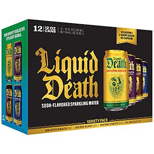 [Prime] 12-Pack 12-Oz Liquid Death Classic Soda Variety Sparkling Water $9.28 + Free Shipping