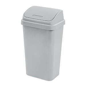 Sterilite Kitchen Trash Can, 13 Gallon Plastic Garbage Bin with Swing Top Lid, Light Gray $12.93