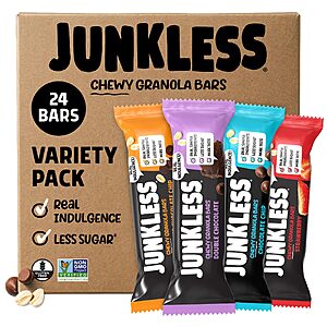JUNKLESS Chewy Granola Bars Variety Pack, Gluten Free, Non-GMO, 24 Bars S&S 10% $10.23 with 15% $9.66